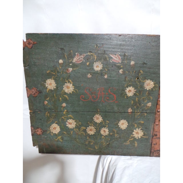 Early 19th Century Swedish 100% Original Painted Trunk Front Dated 1814 For Sale - Image 5 of 10