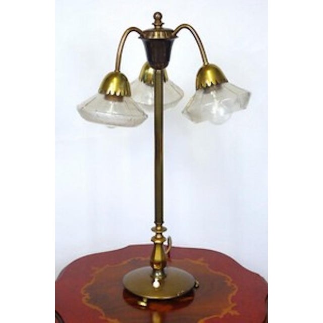 Vintage Brass and Glass Table Lamp, 1920s, in Very Good conditions. Designed 1920 to 1949 I have official proof of...