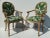Pair of Floridian Palm Beach Regancy faux Bois hand carved rope and tassel armchairs upholstered in tropical theme fabric....
