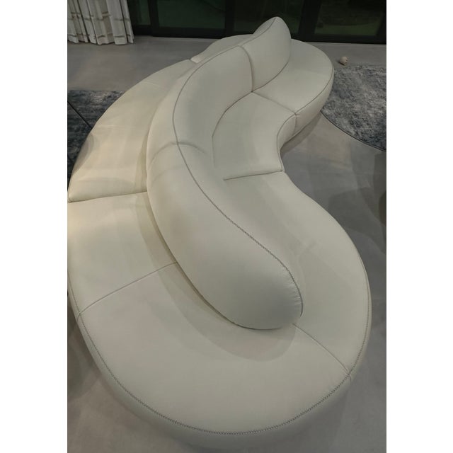Contemporary White Leather Sectional For Sale - Image 4 of 6