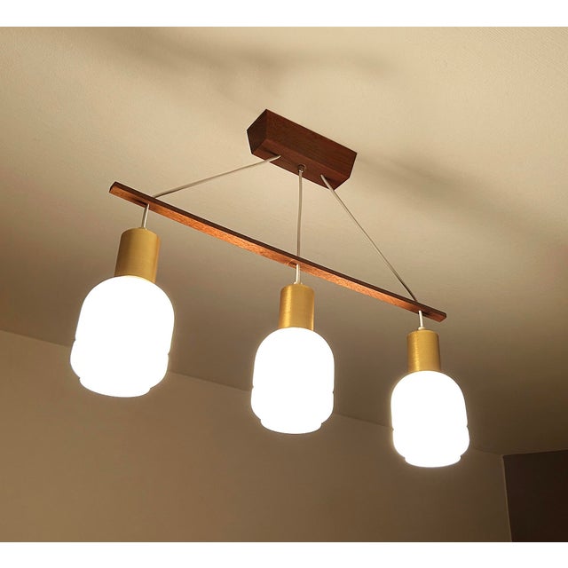 Danish Pendant Light in Glass and Teak, 1960s For Sale - Image 13 of 18