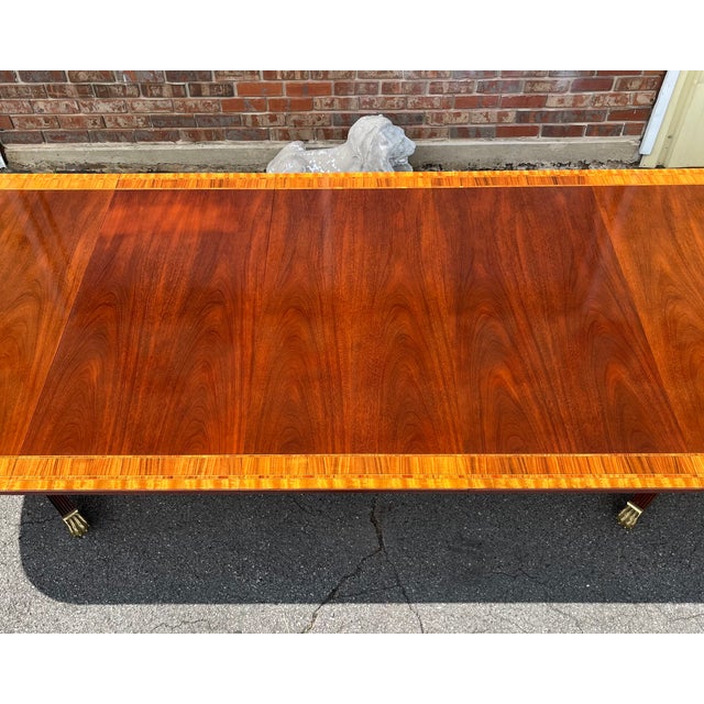 Late 20th Century Late 20th Century Councill Craftsmen Georgian Banded Mahogany Double Pedestal Dining Table With 3 Leaves For Sale - Image 5 of 18