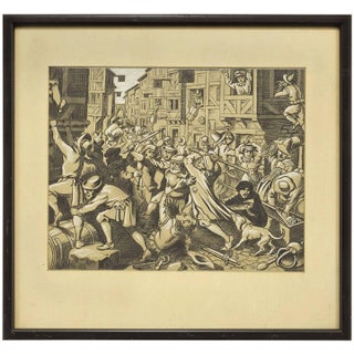 Victor E. Penney, Plunder at the Jewish Ghetto, Chalk and Charcoal 'Progrom' Drawing, 1973 For Sale