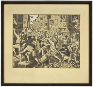 Victor E. Penney, Plunder at the Jewish Ghetto, Chalk and Charcoal 'Progrom' Drawing, 1973