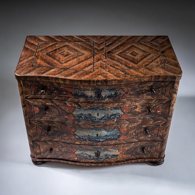 Antique Painted Baroque Chest of Drawers, 1700s For Sale - Image 5 of 10