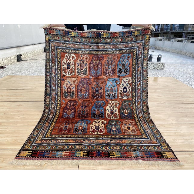 Fine Afghan Kazak Boteh Panel Wool Rug 5x7 For Sale - Image 13 of 13
