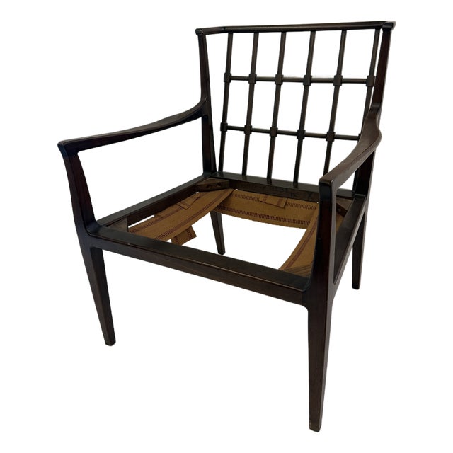 Vintage Chippendale Style Open Arm Lounge Chair Frame For Sale