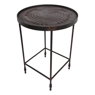 Vintage Industrial Iron Manhole Accent Table For Sale