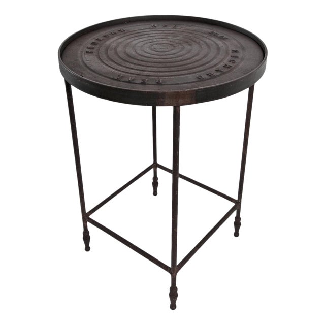 Vintage Industrial Iron Manhole Accent Table For Sale