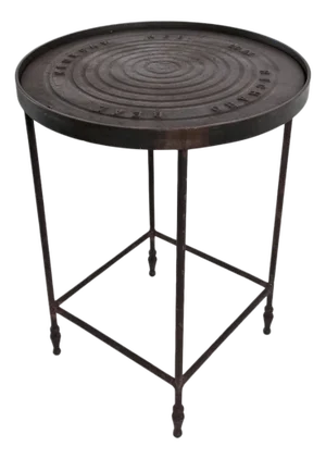 Vintage Industrial Iron Manhole Accent Table