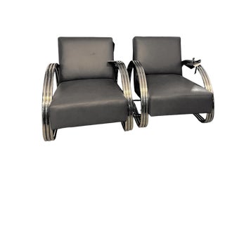 Brand New Pair of Leather Ralph Lauren Hudson Street Lounge Chair For Sale