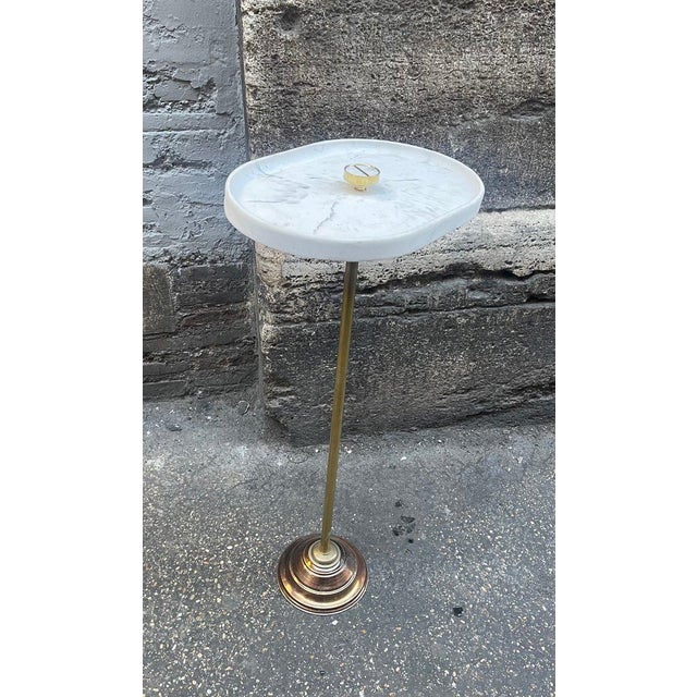 Metal Pocket Emptier Table in Brass and Marble, 1960s For Sale - Image 7 of 9