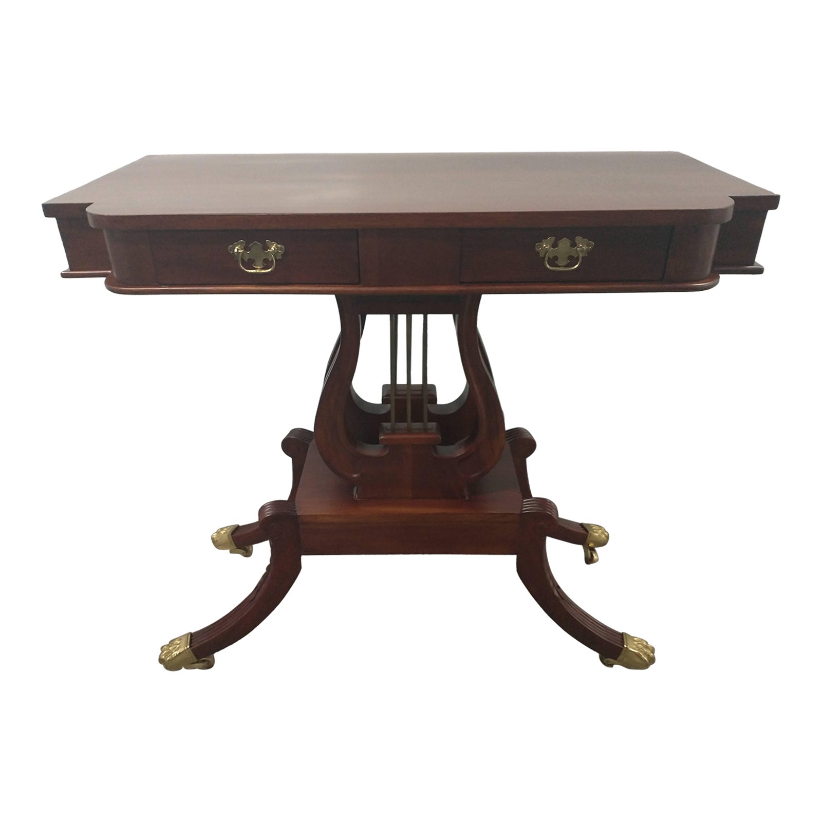Lyre Pedestal Base Console Table Hall Table on Casters Chairish