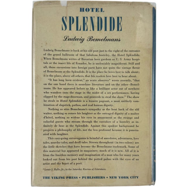 Hotel Splendide by Ludwig Bemelmans 1941 First Edition Hardcover For Sale - Image 9 of 10