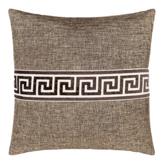 Scalamandre 22" x 22" Greek Key Pillow in Umber For Sale