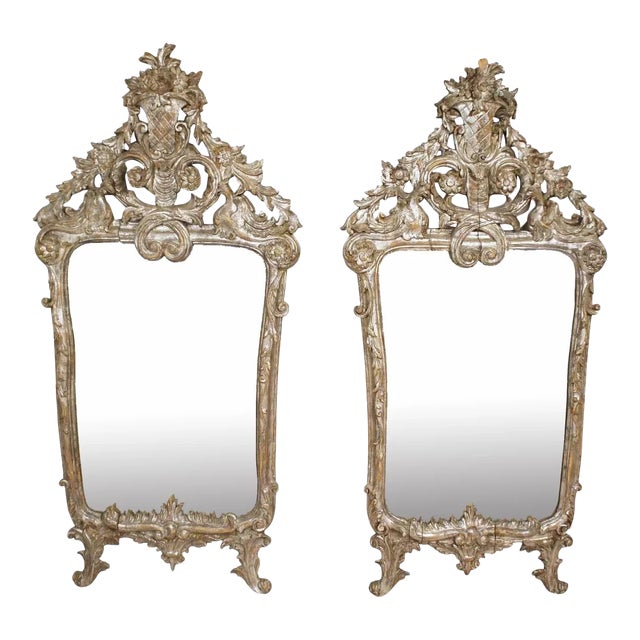 Early Italian Baroque Silver Gilt Pier Mirrors - A Pair For Sale