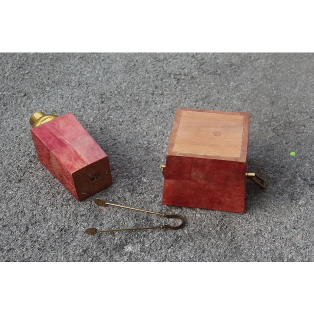 Brass & Goatskin Ice Box and Pitcher by Aldo Tura, 1950s, Set of 2 For Sale - Image 6 of 16