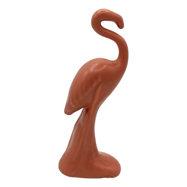 1950s Ceramic Curious Watcher Modernist Pink Flamingo Tabletop Statue by Metlox For Sale
