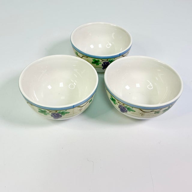 Early 21st C Vintage Boho Chic Merlot Grape Motif Dessert Bowls - Set of 3. For Sale - Image 10 of 16
