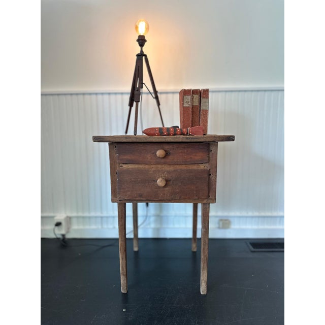 1930s Rustic American Side Table With Original Red Paint For Sale - Image 4 of 8