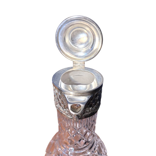 Silver 1900s Victorian Cut-Crystal and Silverplate Claret Jug With Lion Finial and Bacchus Spout For Sale - Image 8 of 11