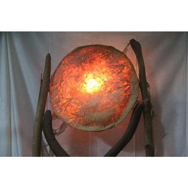 Parchment and Wood Floor Lamp, 1960s For Sale - Image 9 of 16