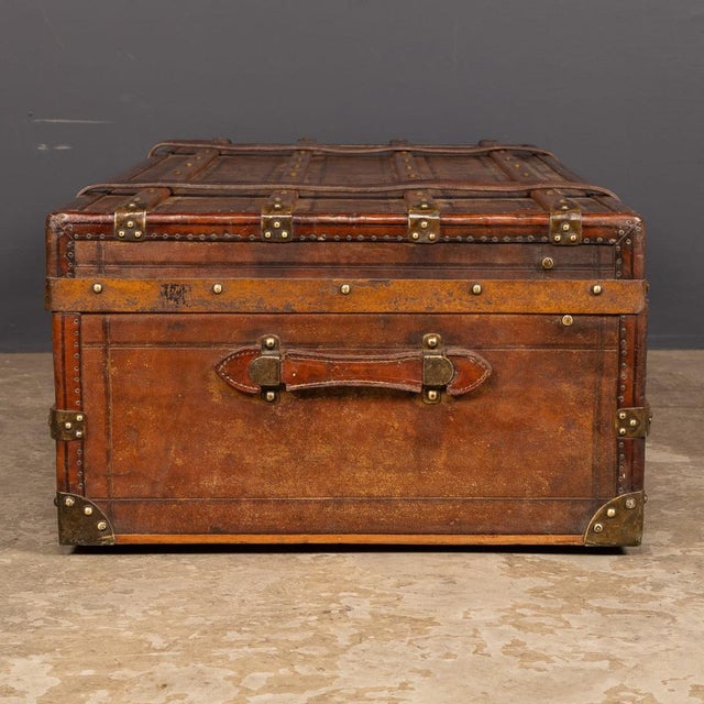 Antique Victorian Leather Travel Trunk, 1870s For Sale - Image 4 of 18