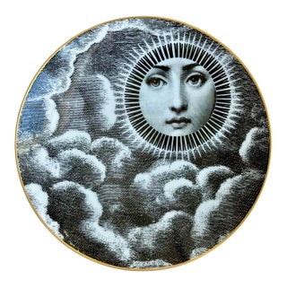 Vintage Fornasetti for Rosenthal Porcelain Plate - Tema E Variazioni Motiv 18 Sun Face For Sale