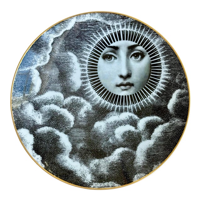 Vintage Fornasetti for Rosenthal Porcelain Plate - Tema E Variazioni Motiv 18 Sun Face For Sale
