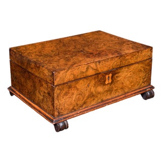Antique Keepsake Case, English, Burr Walnut, Jewellery, Organiser Box, Victorian For Sale