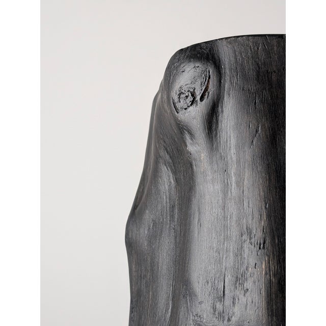 Rustic Wabi-Sabi Stool in Black Ebonized Wood with Butterfly Joints, 1990s For Sale - Image 3 of 15