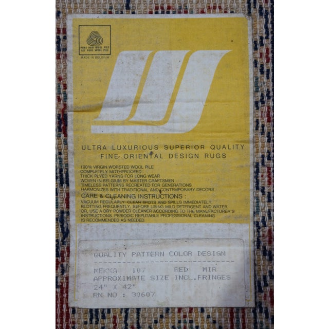 Red Vintage Belgium 100% Virgin Wool Oriental Paisley Rug Runner Carpet Mat 34" For Sale - Image 8 of 10