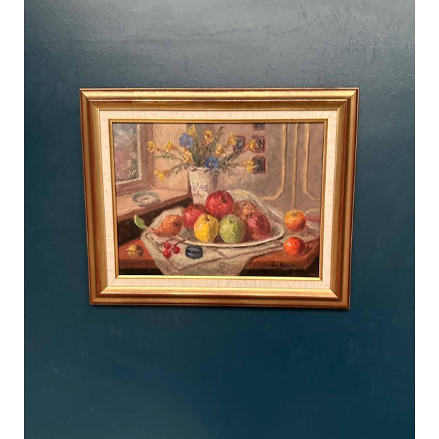 Christian Rhode, Still Life with Vase and Fruits, 1950s, Oil on Canvas, Framed For Sale - Image 13 of 13