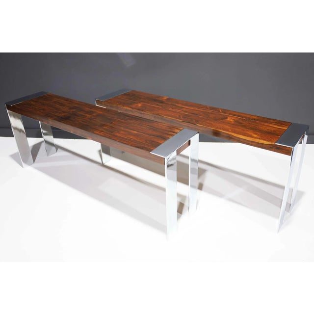 1970s Late 20th Century Flair Rosewood and Chrome Console For Sale - Image 5 of 10