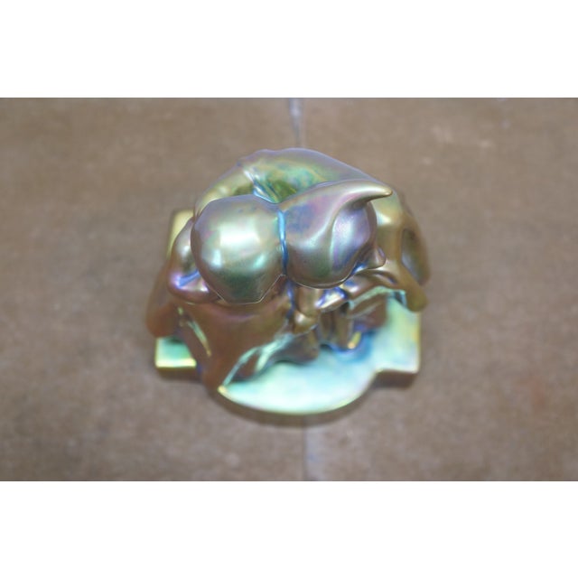 1900 - 1909 1906 Antique Art Nouveau Zsolnay Pécs Hungary Eosin Glazed Children Figure 10" For Sale - Image 5 of 14