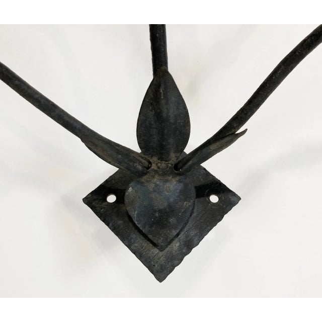 Early 20th Century Vintage Iron Giacometti Style Wall Candelabra For Sale - Image 5 of 8