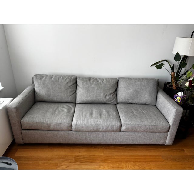 Extremely comfy, basically new, gray 91 inch Crate & Barrel Barrett II Track Arm Sofa. We love this couch but are moving...