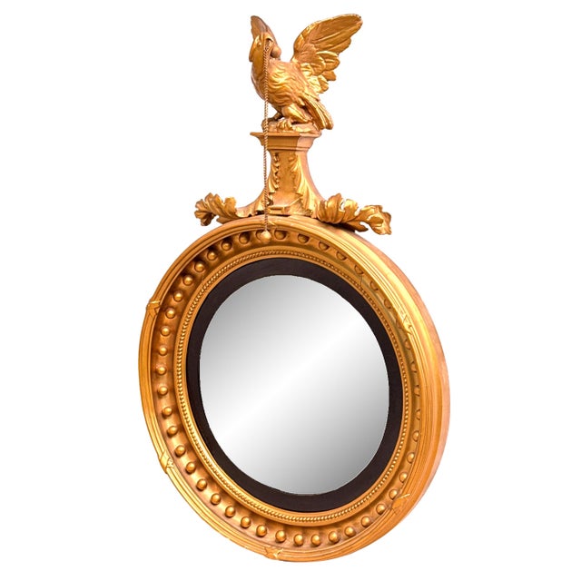 Small Antique Giltwood Convex Mirror, 1840 For Sale - Image 11 of 11