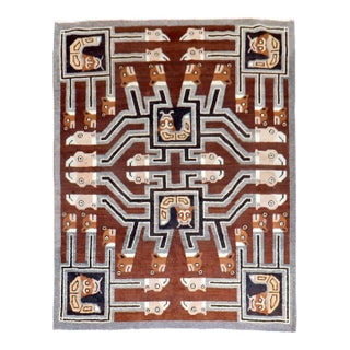 Early 20th Century Indonesian Pictorial Square Head Rug - 5' x 6'2" For Sale