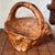 Hand Carved Natural Solid Burl Wood Tree Root Bowl Basket With Handle For Sale - Image 6 of 9