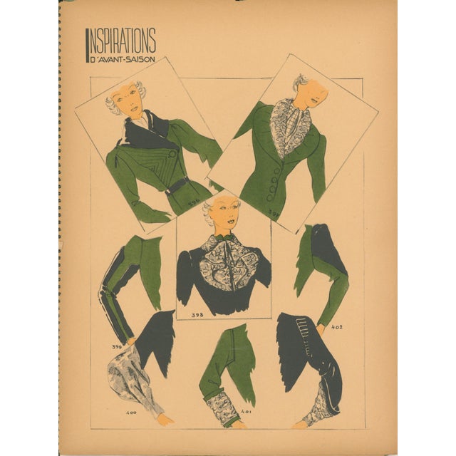 Inspirations D’Avant-Saison - Booklet With 38 Original French Haute Couture Fashion Prints – C. 1938 For Sale In Miami - Image 6 of 11