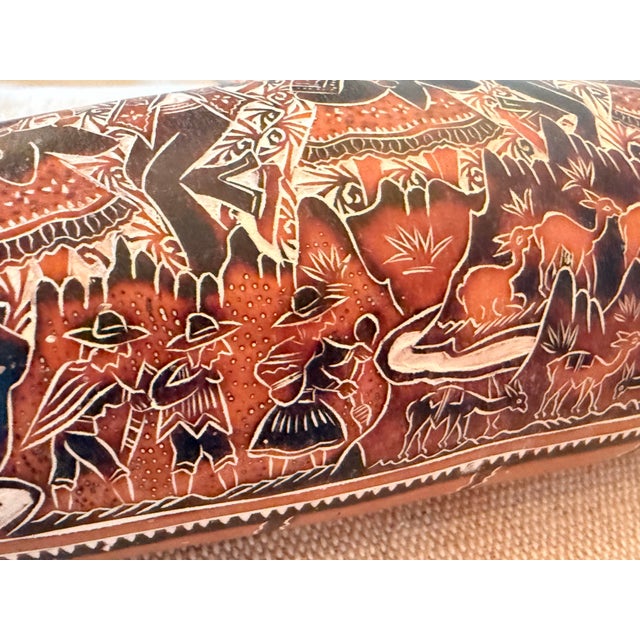 Vintage Intricately Hand-Carved Peruvian Folk Art Storyteller Gourd Rattle For Sale - Image 10 of 15