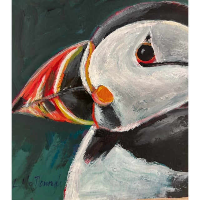 “Puffin” Original, Acrylic Sea Bird Painting by Linda McDonough For Sale - Image 4 of 8
