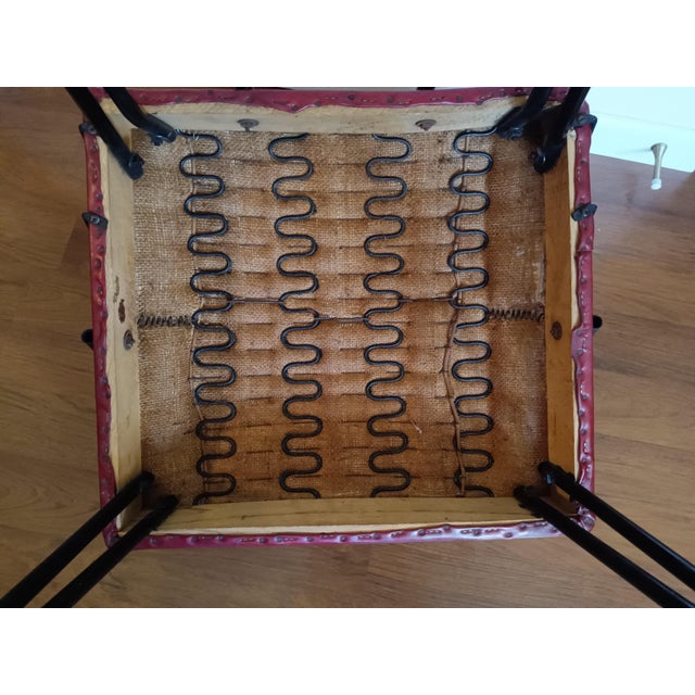 Vintage Viking Artline Style Red Vinyl & Black Metal Frame Chair Hair Pin Legs For Sale In Saint Louis - Image 6 of 9