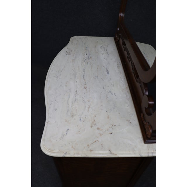 Late 20th Century Pulaski Furniture Victorian Revival Oak Dresser With Faux Marble Top and Mirror For Sale - Image 5 of 14