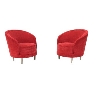 Contemporary Modern Martin Brattrud Kinsale Red Barrel Lounge Chairs, a Pair For Sale