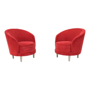 Contemporary Modern Martin Brattrud Kinsale Red Barrel Lounge Chairs, a Pair
