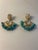 calipso style turquinos /gold circle drop earrings with citrone stone