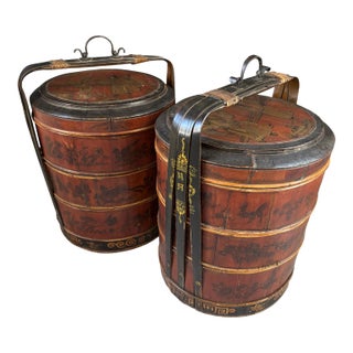 Pair Large 19th Century Chinese Wedding Baskets For Sale