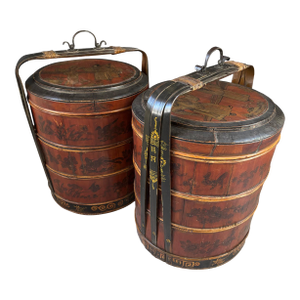 Pair Large 19th Century Chinese Wedding Baskets